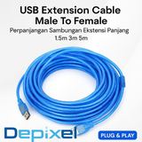 Kabel USB Extension Male to Female 1.5M 3M 5M Perpanjangan Sambungan USB 2.0 Printer - foto 1
