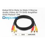Kabel RCA to RCA Male to Male 3 ke 3 Warna Audio Video AV TV DVD Amplifier Gold Plated 1.5 Meter - foto 2