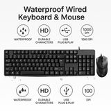 Keyboard Mouse USB Combo Set Kabel Wired Untuk Laptop PC Komputer Office Kantor 104 Desktop Windows - foto 1