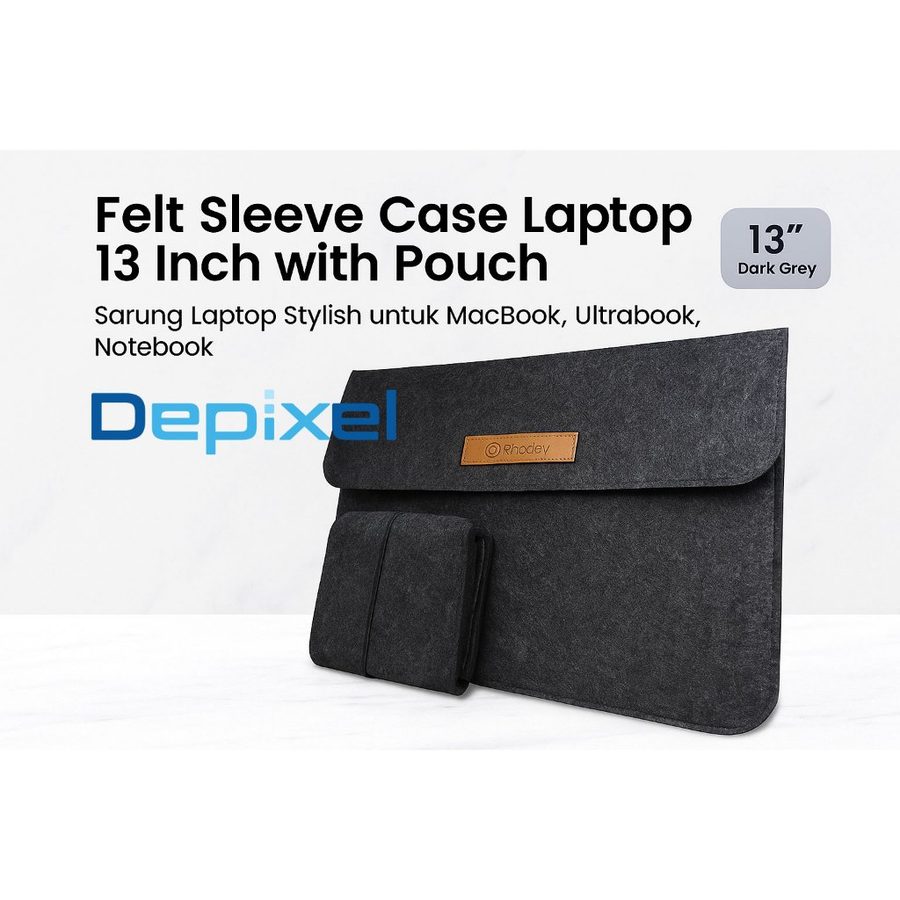 Laptop Sleeve Case 13 Inch with Pouch Felt Premium Slim MacBook Air Pro Sarung Tas Stylish