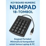 USB Keyboard Numeric Numpad 18 Tombol Keypad Portabel Minimalis Kompatibel Semua Laptop PC - foto 7