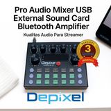 Depixel Pro Audio Mixer Sound Card USB Bluetooth Amplifier untuk Live Streaming Podcast Karaoke - foto 5