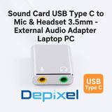 Soundcard Eksternal USB Type C to 3.5mm Headset Mic Laptop PC External Audio Adapter No Driver - foto 2