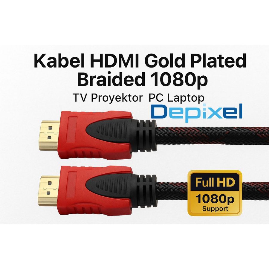 Kabel HDMI 1.5m 2m 3m 5m Gold Plated Braided 1080p TV Proyektor PC Laptop