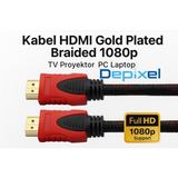 Kabel HDMI 1.5m 2m 3m 5m Gold Plated Braided 1080p TV Proyektor PC Laptop - foto 1