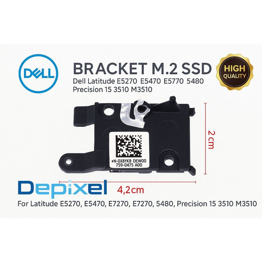 Bracket SSD M.2 Dell Latitude E5270 E5470 E5570 E7270 5480 Precision 15 3510 M3510 Original