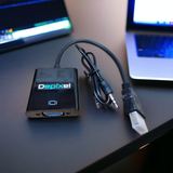 Depixel Converter HDMI to VGA 1080P Audio 3.5mm 20cm Adapter Proyektor Monitor Garansi 1 Tahun - foto 6