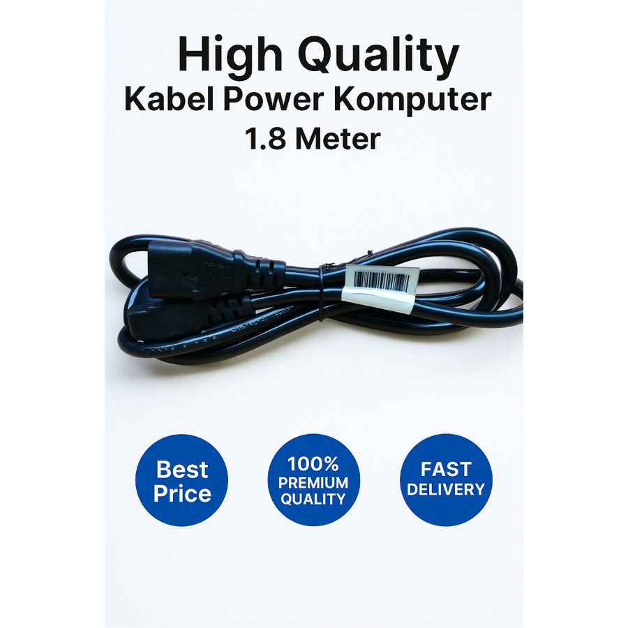 High Quality Kabel Power Komputer 1.8 Meter – Kabel Listrik CPU, PC & LCD Berkualitas HQ
