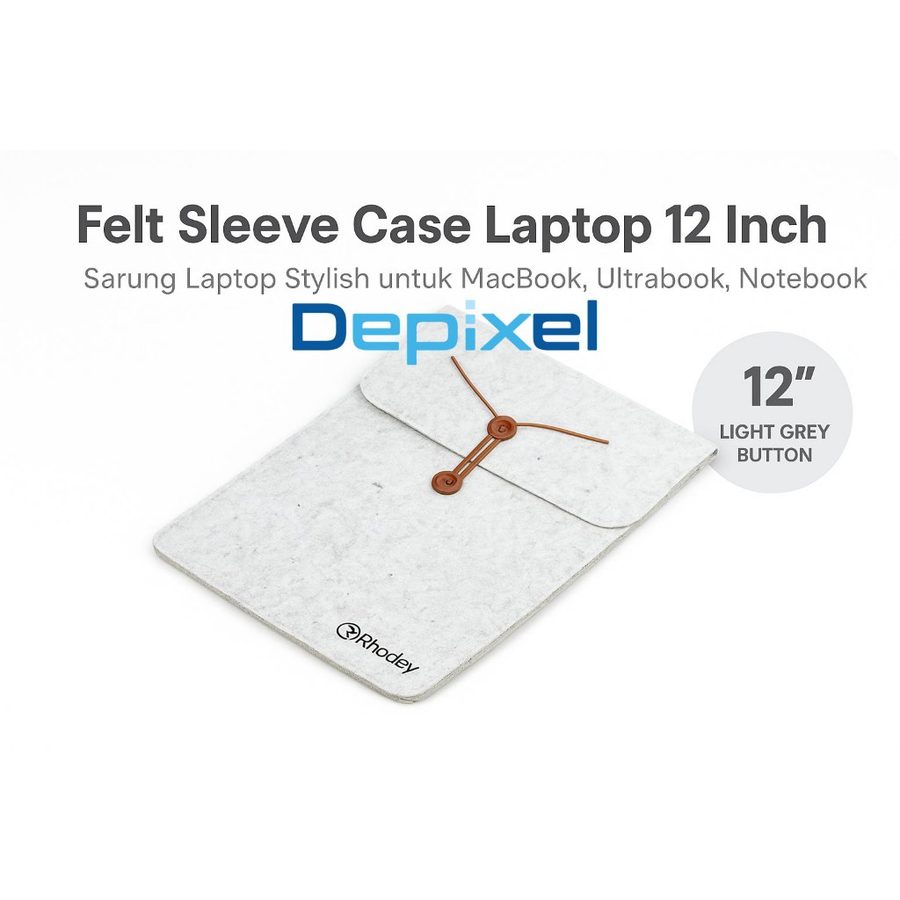 Felt Button Style Sleeve Case 12 Inch - Sarung Laptop Elegan MacBook Ultrabook Case Laptop
