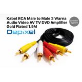 Kabel RCA to RCA Male to Male 3 ke 3 Warna Audio Video AV TV DVD Amplifier Gold Plated 1.5 Meter - foto 1