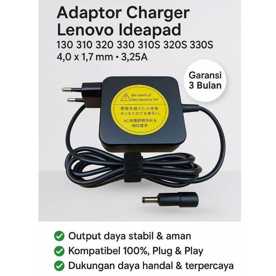 Charger Adaptor Casan IdeaPad 310 320 330 310S 320S 330S 4.0x1.7mm 20V 3.25A 65W