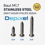 10pcs Baut M1.7 M2 Stainless Steel SS304 Drat Kasar Runcing Self-Tapping Philips Plus Sekrup 1.7mm - foto 7