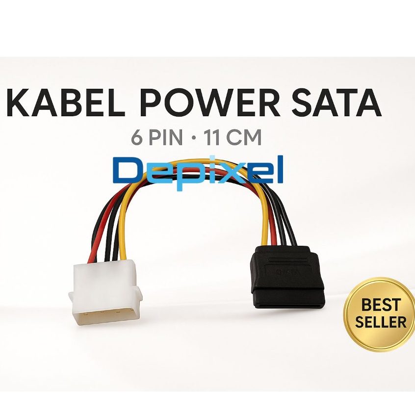 Kabel Power SATA 6 Pin Molex ke SATA  Konektor HDD Hard Disk Power Connector 18cm