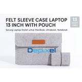 Laptop Sleeve Case 13 Inch with Pouch Felt Premium Slim MacBook Air Pro Sarung Tas Stylish - foto 2