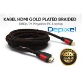 Kabel HDMI 1.5m 2m 3m 5m Gold Plated Braided 1080p TV Proyektor PC Laptop - foto 2