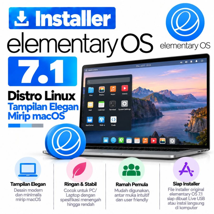 DVD Installer elementary OS 7.1 - Distro Linux Tampilan Elegan Mirip macOS