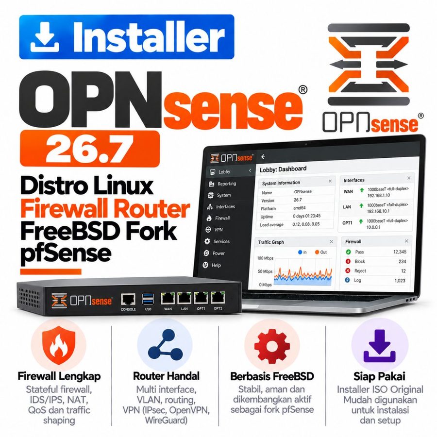 DVD Installer OPNsense 26.7 - Distro Linux Firewall Router FreeBSD Fork pfSense