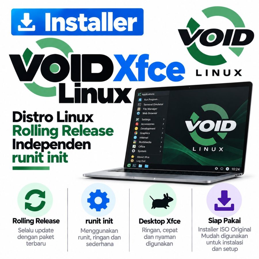 DVD Installer Void Linux Xfce - Distro Linux Rolling Release Independen runit init
