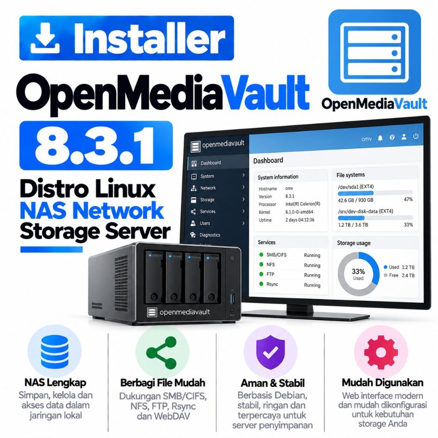DVD Installer OpenMediaVault 8.3.1 - Distro Linux NAS Network Storage Server