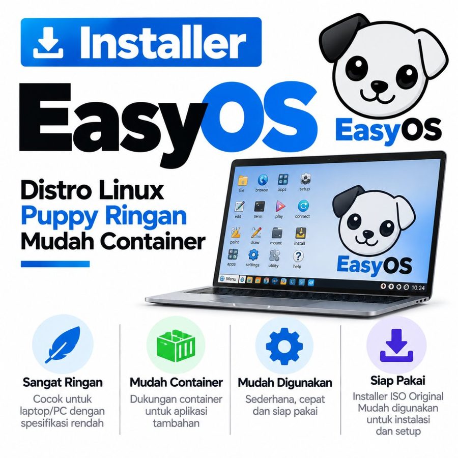 DVD Installer EasyOS 7.4.7 - Distro Linux Puppy Ringan Mudah Container