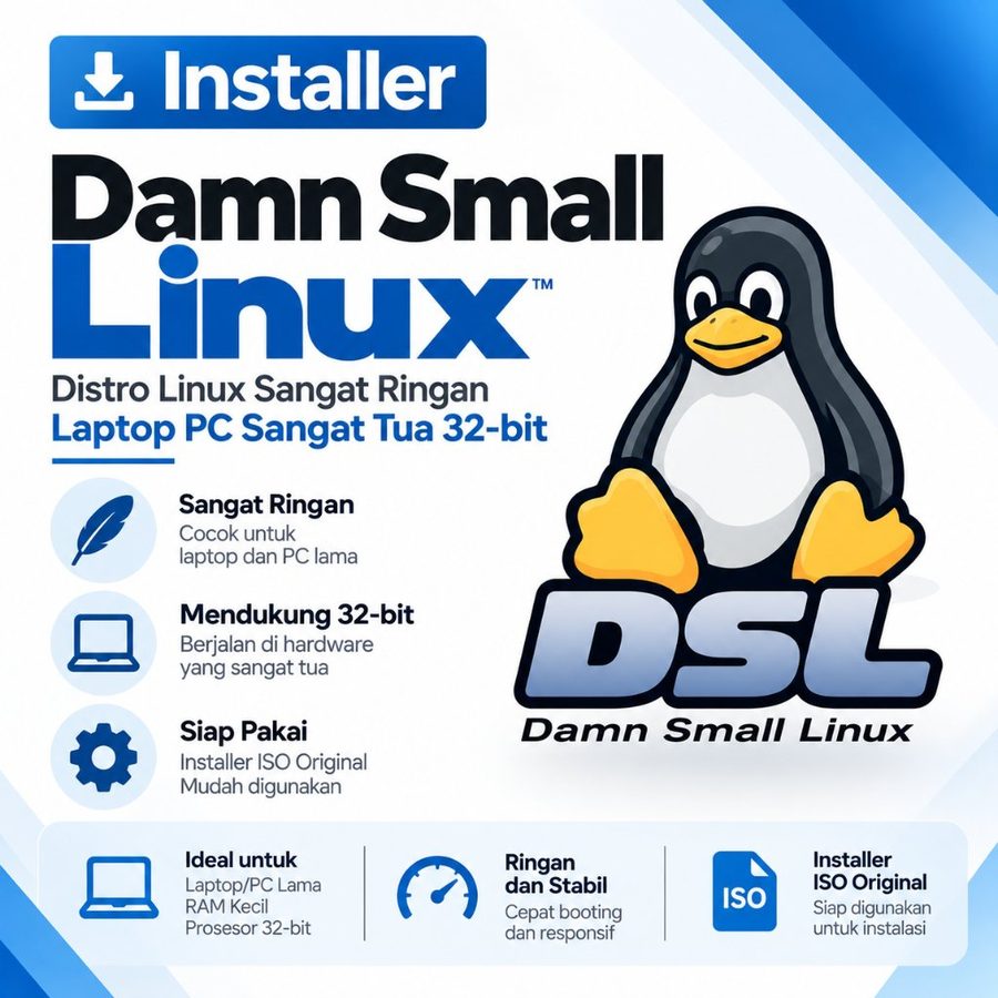 DVD Damn Small Linux 2024 RC7 - Distro Linux Sangat Ringan Laptop PC Sangat Tua 32-bit