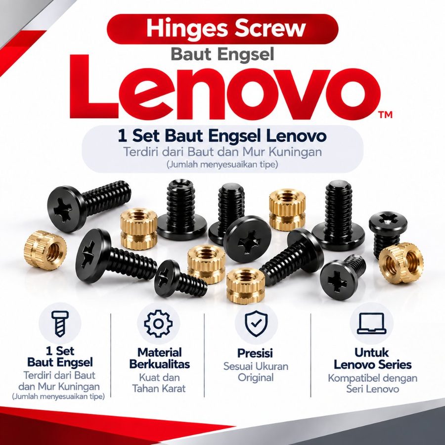 Baut Mur Engsel Laptop Lenovo Sekrup Pengganti Kuat untuk Casing Bawah & LCD