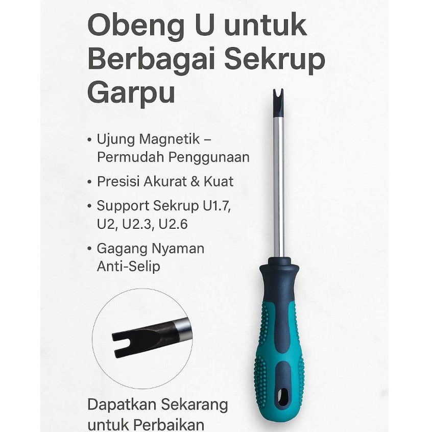 Obeng U-Type Screwdriver U1.7 U2 U2.3 U2.6 Magnetic Anti Tamper Garpu Spanner Servis Elektronik