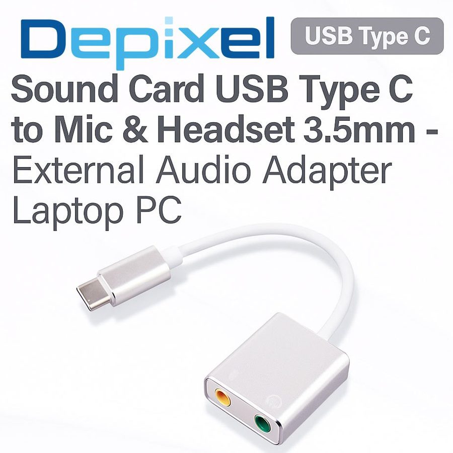 Soundcard Eksternal USB Type C to 3.5mm Headset Mic Laptop PC External Audio Adapter No Driver