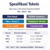 5pcs Baut Hex L Flat Head M2 M2.5 M3 Stainless Steel Sekrup 2mm 2.5mm 3mm Kuat Presisi Screw - foto 7