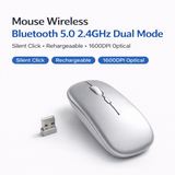 Mouse Wireless Bluetooth 5.0 2.4GHz Dual Mode Silent Click Rechargeable 1600DPI USB-C - foto 1