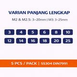 5pcs Baut Hex L Flat Head M2 M2.5 M3 Stainless Steel Sekrup 2mm 2.5mm 3mm Kuat Presisi Screw - foto 4