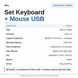Keyboard Mouse USB Combo Set Kabel Wired Untuk Laptop PC Komputer Office Kantor 104 Desktop Windows - foto 2