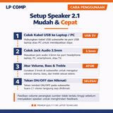 Speaker Active 2.1 Stereo Subwoofer USB 3.5mm Audio Jack Bass PC Laptop Komputer Garansi 1 Tahun - foto 5