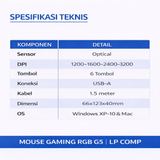 Mouse Gaming Kabel Wired RGB Optical 6 Tombol 3200 DPI USB Plug and Play untuk Laptop PC Mac - foto 2