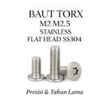 Baut Torx M2 M2.5 Stainless Flat Head SS304 SS Stainles 2mm 2.5mm Screw Sekrup - foto 1