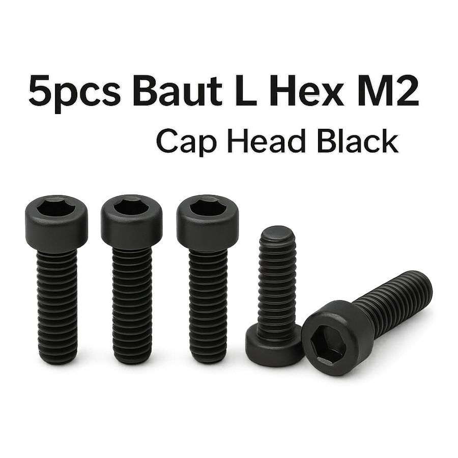 5pcs Baut L Hex M2 Cap Head Carbon Stell Black Allen Hitam 2mm Screw Sekrup