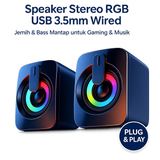 Speaker Desktop Stereo RGB Laptop PC USB 3.5mm Jack Bass Full Range 50mm Gaming Multimedia - foto 1