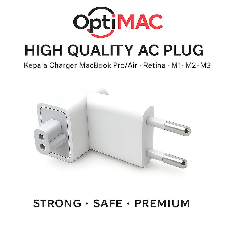 Kepala Charger MacBook Pro Air Retina M1 M2 M3 M1 Pro iPad - AC Plug Duck Head Colokan EU OptiMAC