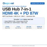 USB Hub Type C 7in1 HDMI 4K USB 3.0 SD TF Card Reader PD 87W Macbook Laptop Aluminium Slim Depixel - foto 6