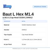 10pcs Baut L Hex M1.4 M1.6 Cap Head Stainless Steel SS304 Anti Karat Elektronik Sekrup DIN912 - foto 2