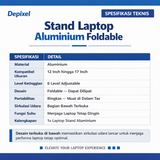 Stand Laptop Aluminium Lipat 12-17 Inch Adjustable 6 Level Portable Ergonomis Dudukan Penyangga - foto 3