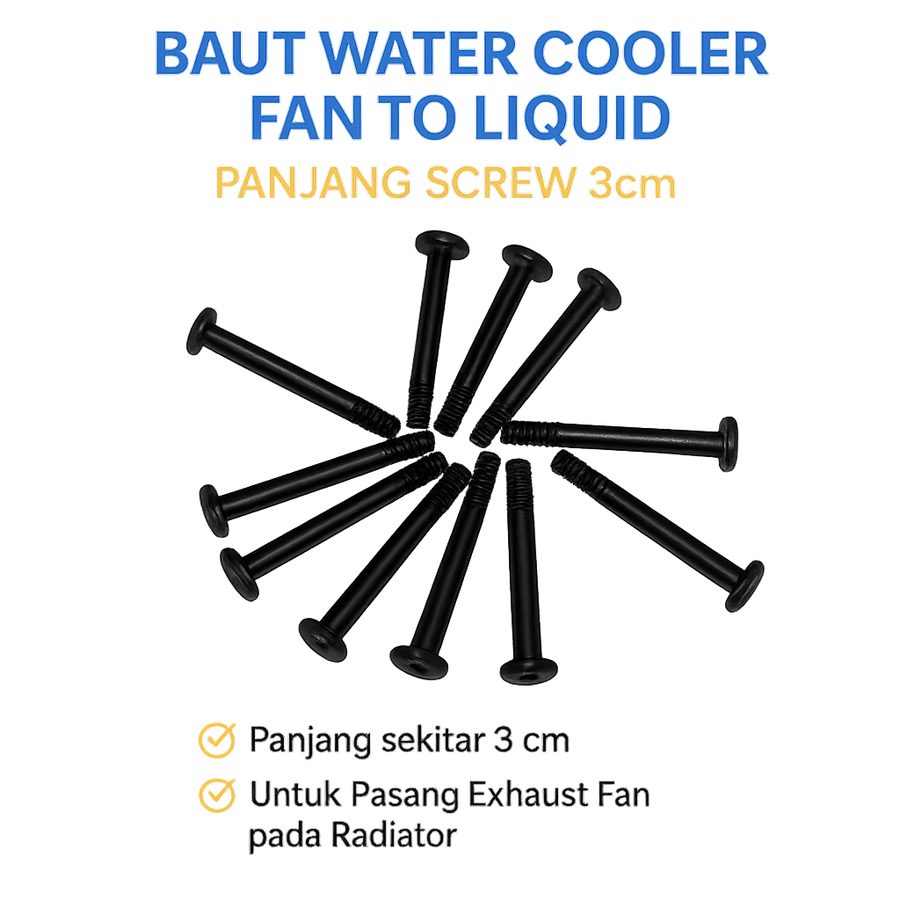 Baut Fan Water Cooler Radiator 3cm Screw Panjang Exhaust Fan CPU Liquid Cooling Universal