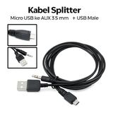 Kabel Splitter Micro USB ke AUX 3.5 mm + USB Male 50 cm - foto 1