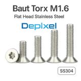 Baut Torx M1.6 Stainless Steel Flat Head – Screw Sekrup 1.6mm Kuat Anti Karat utk Elektronik Laptop - foto 1