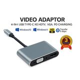 Converter USB Type C to HDMI 4K VGA PD Charging 5Gbps Aluminium Depixel MacBook Laptop - foto 1