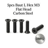 5pcs Baut L Hex M3 Flat Head Carbon Steel Hitam Baja  Screw Sekrup 3mm - foto 1