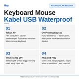 Keyboard Mouse USB Combo Set Kabel Wired Untuk Laptop PC Komputer Office Kantor 104 Desktop Windows - foto 3