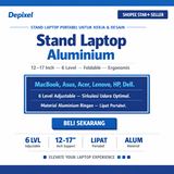 Stand Laptop Aluminium Lipat 12-17 Inch Adjustable 6 Level Portable Ergonomis Dudukan Penyangga - foto 2