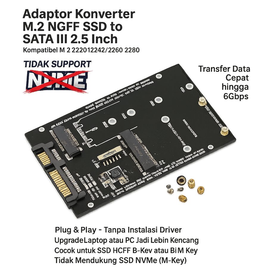 Converter SSD M.2 NGFF to SATA III 2.5 Inch Adapter Card 7mm B Key Support 2230 2242 2260 2280