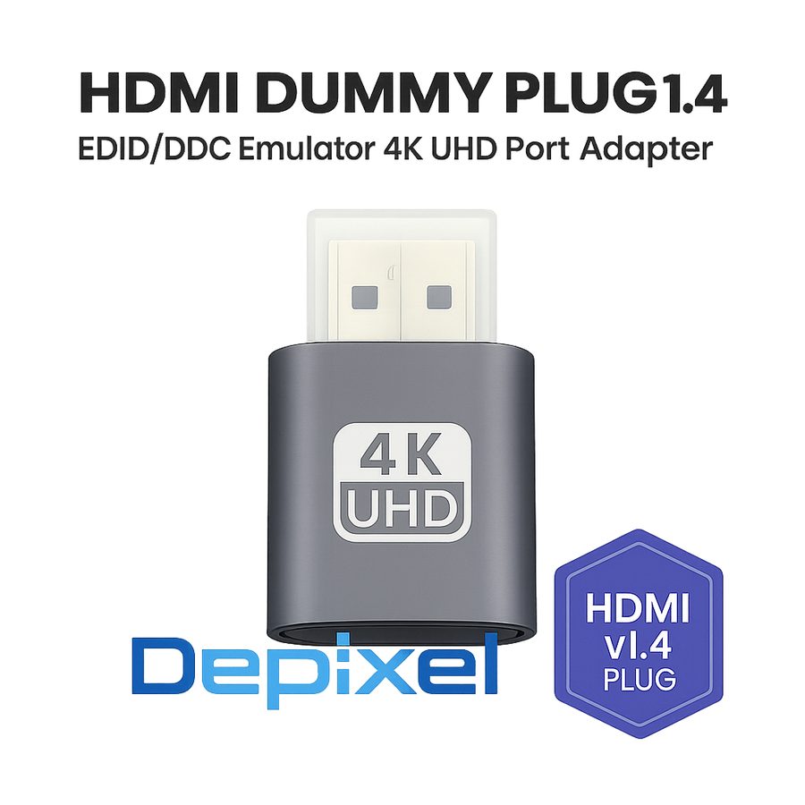 HDMI Dummy Plug 1.4 Virtual Display EDID DDC Emulator 4K UHD Mining Rig GPU Server Remote 60Hz